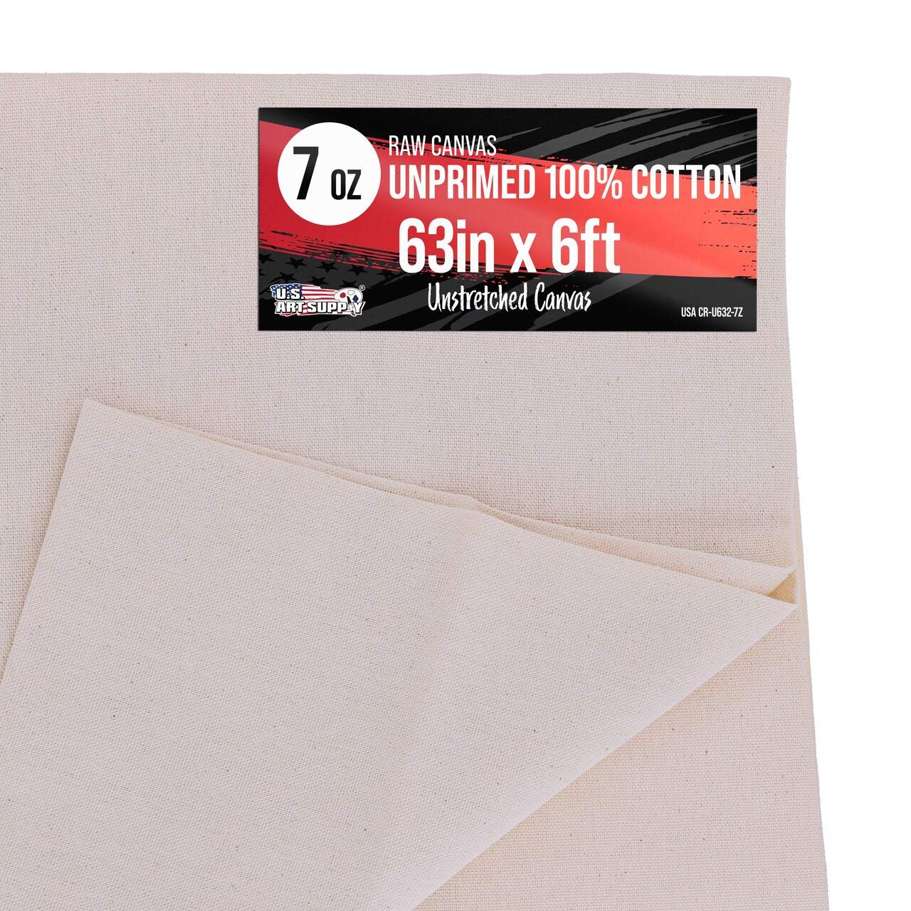 U.S. Art Supply 7-Ounce Unprimed Canvas Roll, 63" Wide x 6' Long (2 Yards) - 100% Cotton, Woven, Acid-Free - Unstretched Canvas Rolls for Painting, Murals, & DIY Crafts